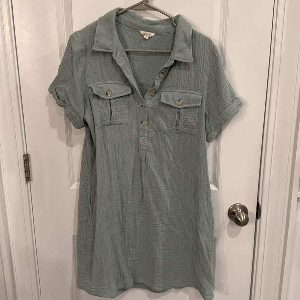 Green, cotton dress, medium